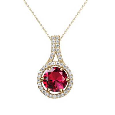 Rozzato Lab Created 14k Gold Plated with Colored Cubic Zirconia Drop Pendant Necklace