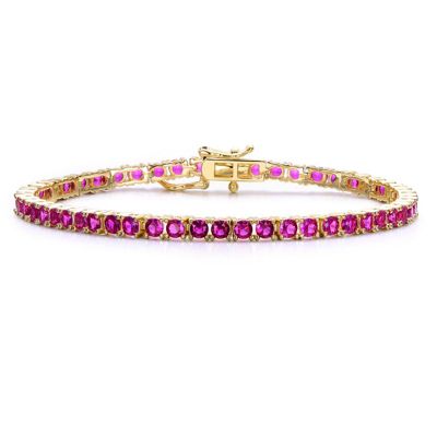 Rozzato Lab Created Classic 3mm Colored Cubic Zirconia Tennis Bracelet, Red, 7 in