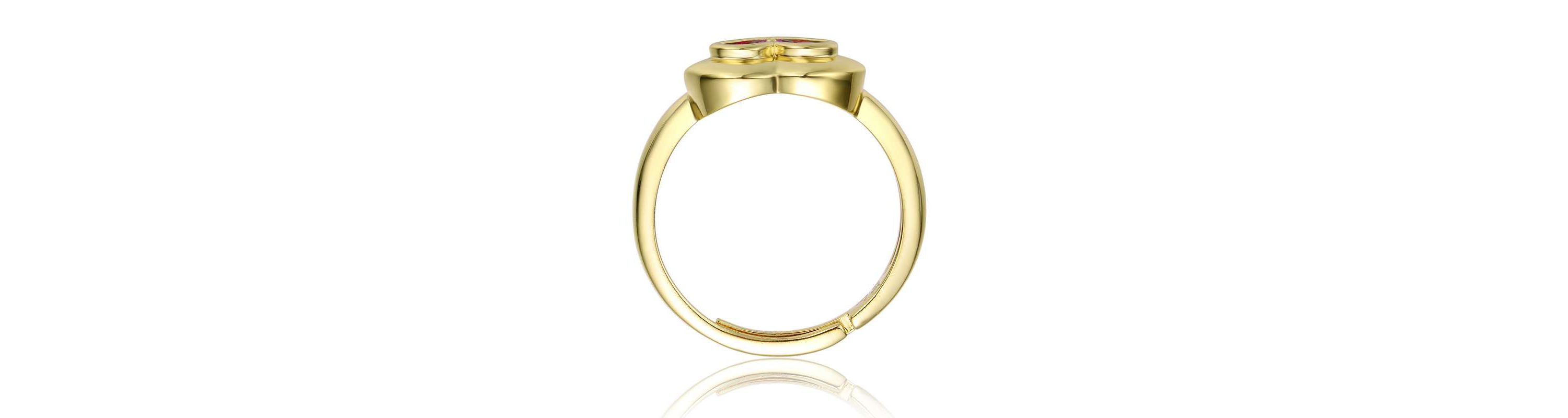 Lab Created 14K Gold Plated with Ruby Red Cubic Zirconia Cluster Heart Halo Promise Ring