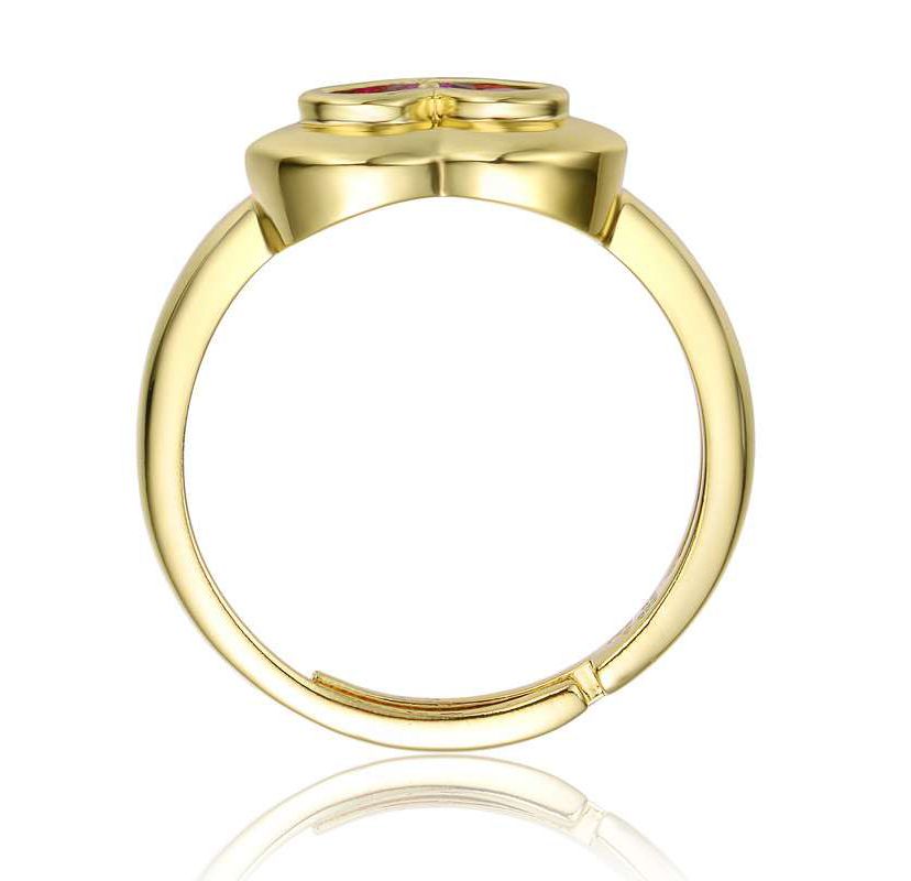 Lab Created 14K Gold Plated with Ruby Red Cubic Zirconia Cluster Heart Halo Promise Ring