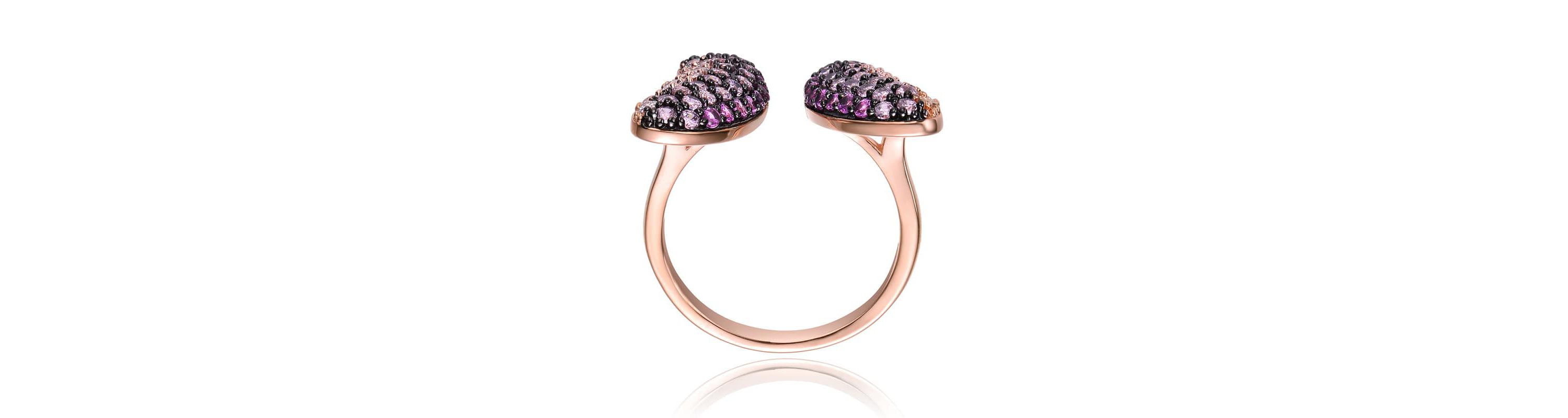 Lab Created Two-Tone with Multi Colored Cubic Zirconia Butterfly Ring