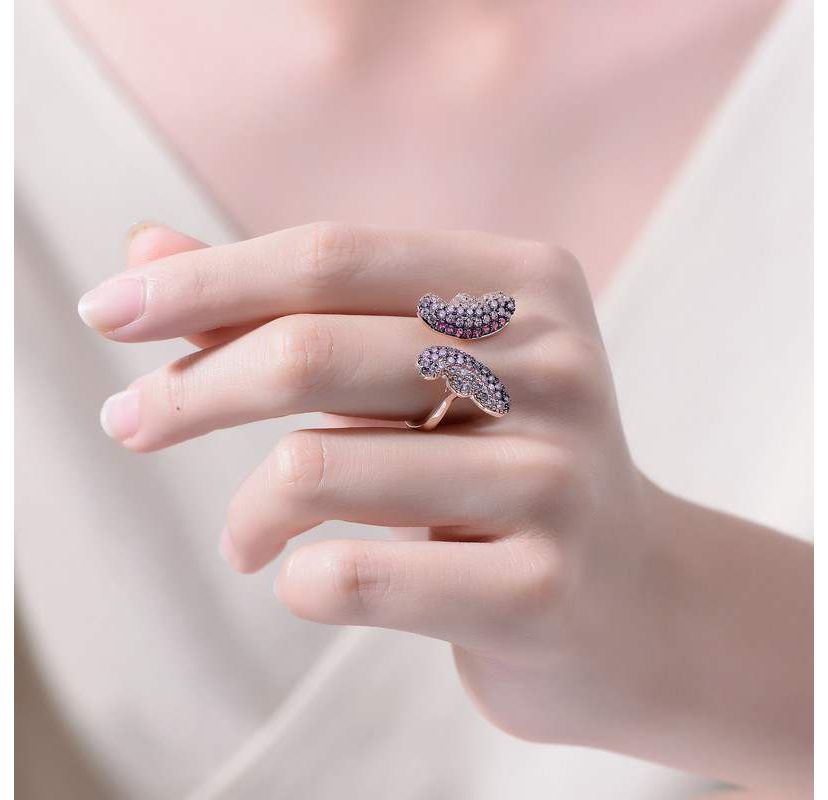 Lab Created Two-Tone with Multi Colored Cubic Zirconia Butterfly Ring