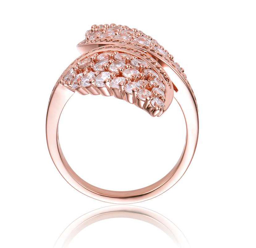 Lab Created 18K Rose Gold Plated with Clear Cubic Zirconia Cluster Wing Ring