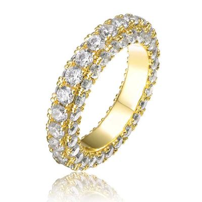 Rozzato Lab Created 14K Gold Plated with Clear Cubic Zirconia Band Ring