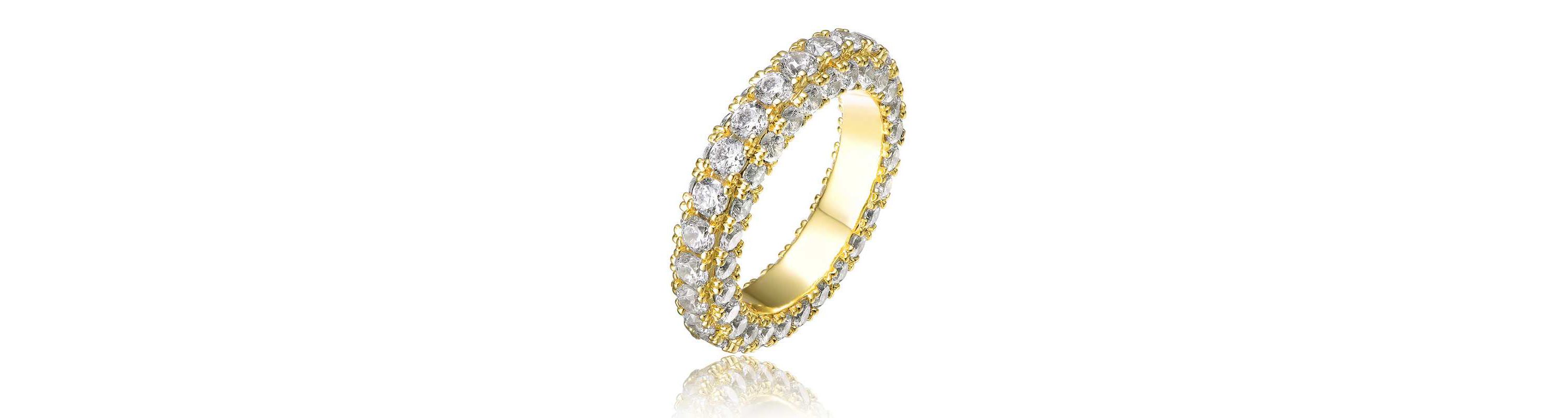 Lab Created 14K Gold Plated with Clear Cubic Zirconia Band Ring