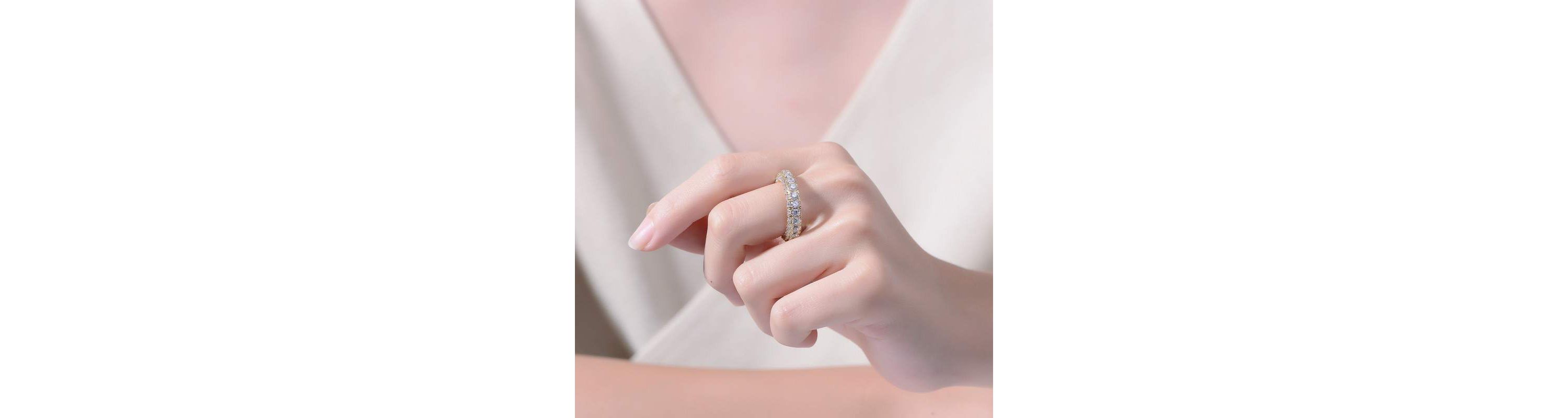 Lab Created 14K Gold Plated with Clear Cubic Zirconia Band Ring