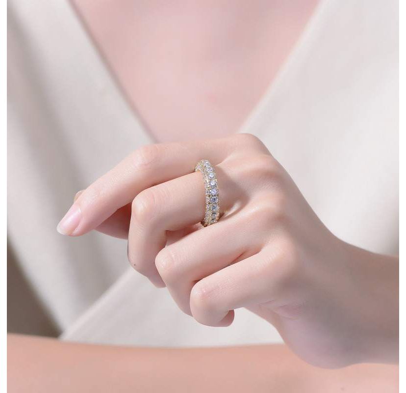 Lab Created 14K Gold Plated with Clear Cubic Zirconia Band Ring