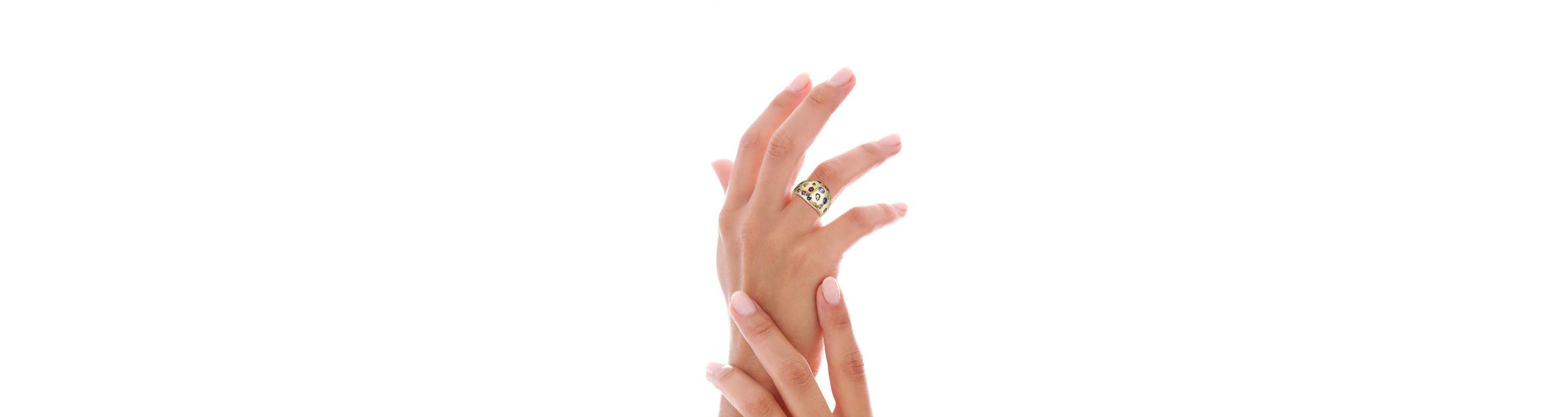 Lab Created 14K Gold Plated with Rainbow Cubic Zirconia Dome Ring