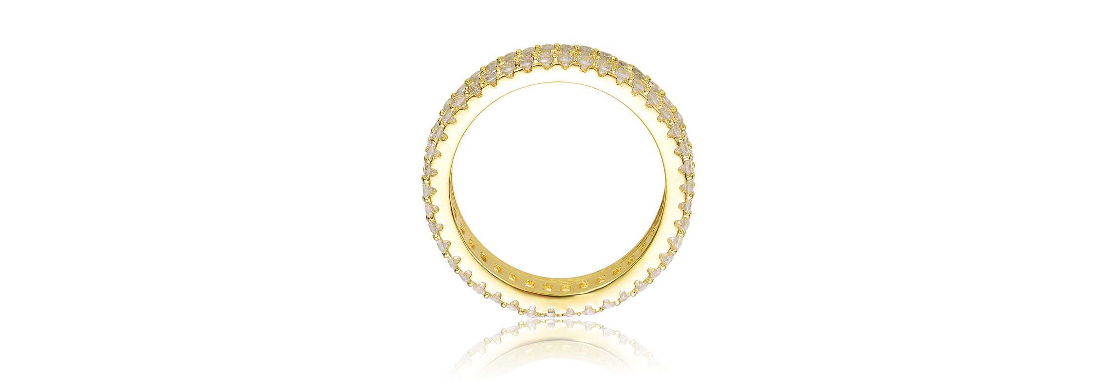 Lab Created 14K Gold Plated with Clear Baguette Cubic Zirconia Wide Band Ring