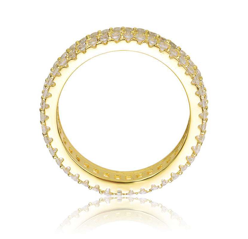 Lab Created 14K Gold Plated with Clear Baguette Cubic Zirconia Wide Band Ring
