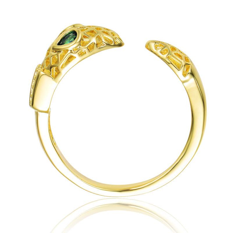 Lab Created 14K Gold Plated with Green Cubic Zirconia Serpent Ring