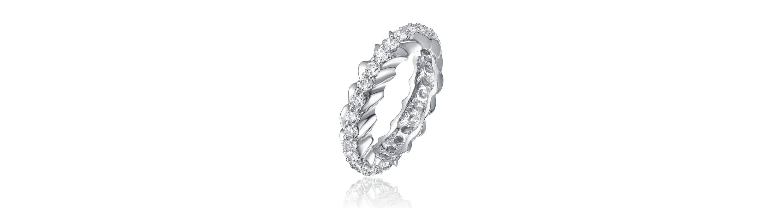 Lab Created White Gold Plated with Clear Oval Cubic Zirconia Band Ring