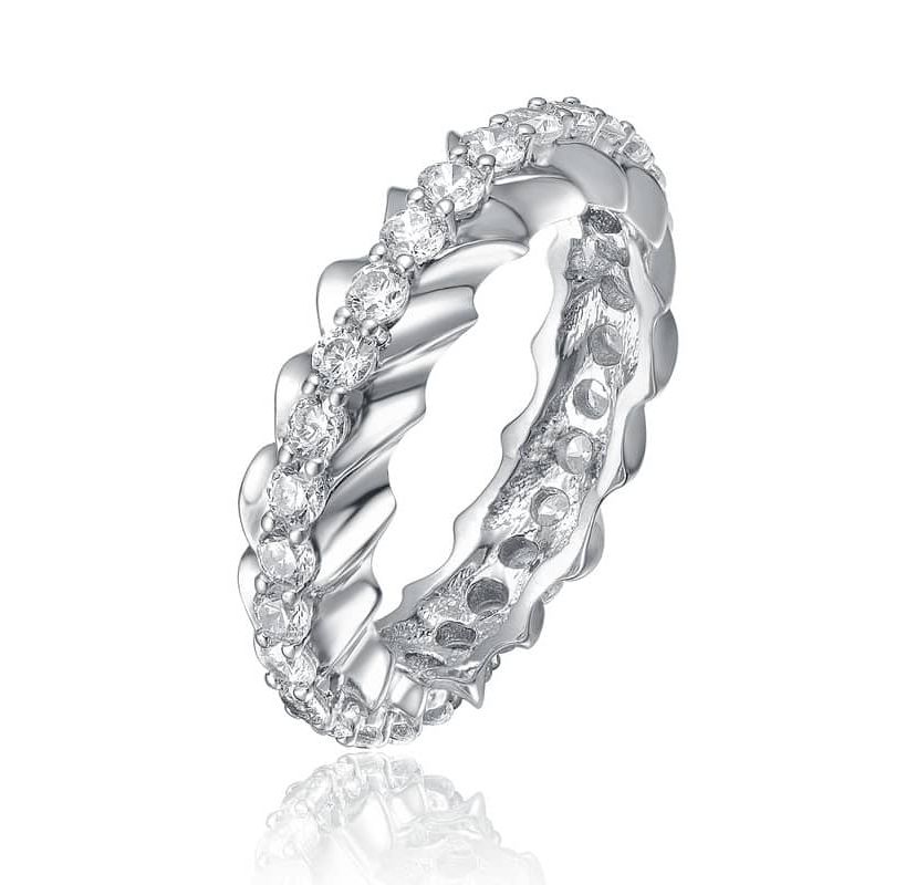 Lab Created White Gold Plated with Clear Oval Cubic Zirconia Band Ring