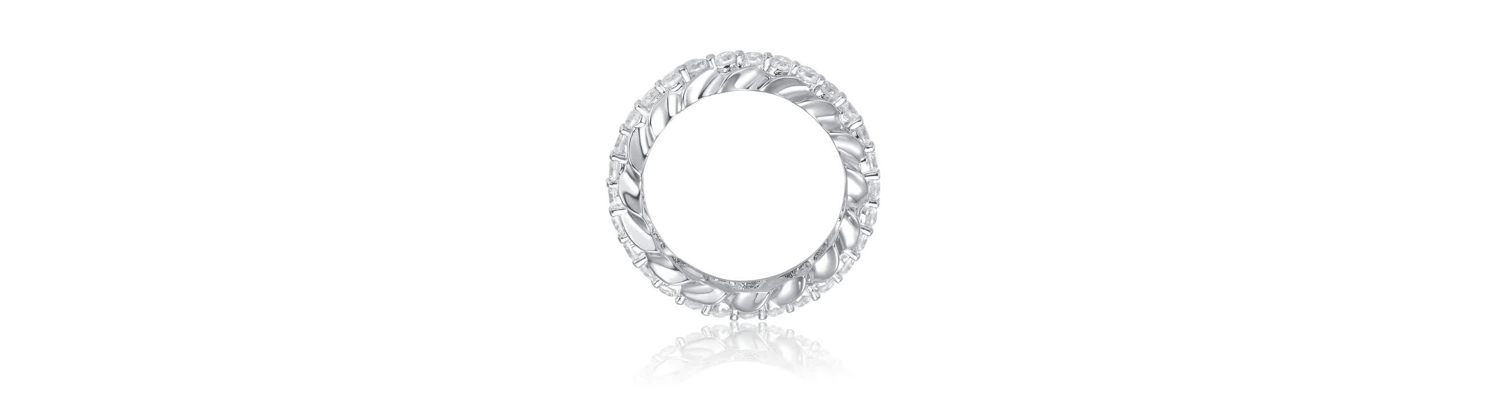 Lab Created White Gold Plated with Clear Oval Cubic Zirconia Band Ring