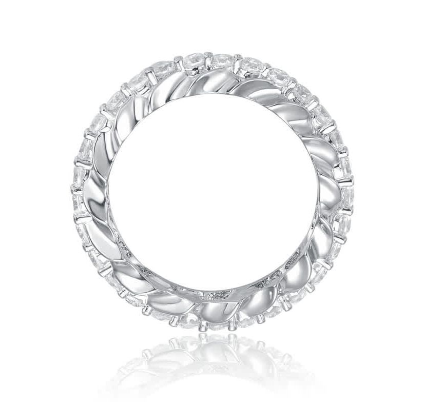 Lab Created White Gold Plated with Clear Oval Cubic Zirconia Band Ring
