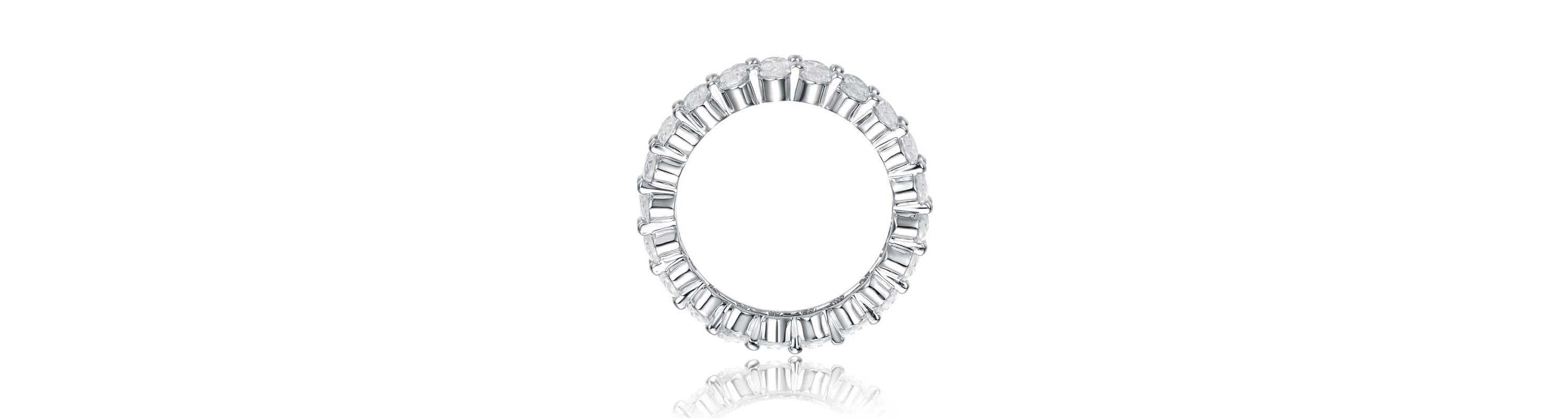 Lab Created White Gold Plated Oval with Clear Cubic Zirconia Band Ring