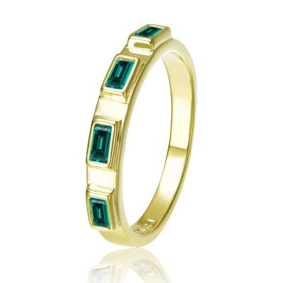 Rozzato Lab Created 14K Gold Plated with Colored Cubic Zirconia Band Ring