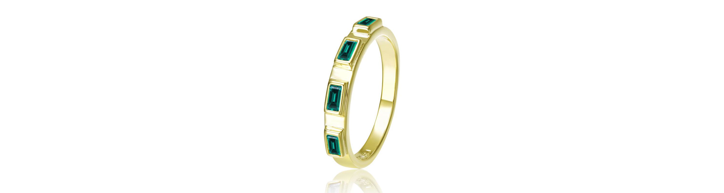 Lab Created 14K Gold Plated with Colored Cubic Zirconia Band Ring
