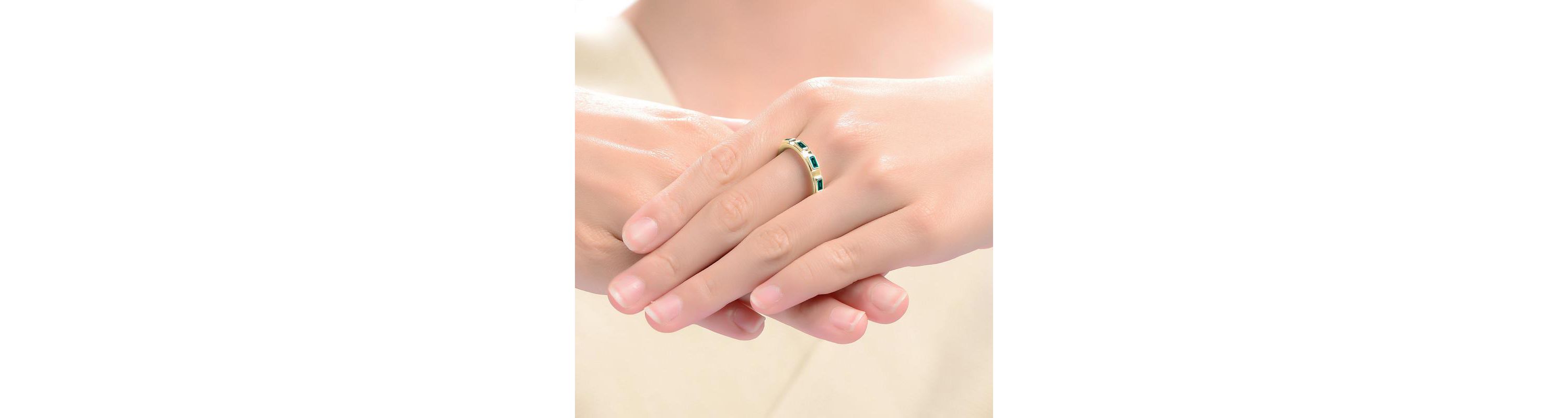 Lab Created 14K Gold Plated with Colored Cubic Zirconia Band Ring