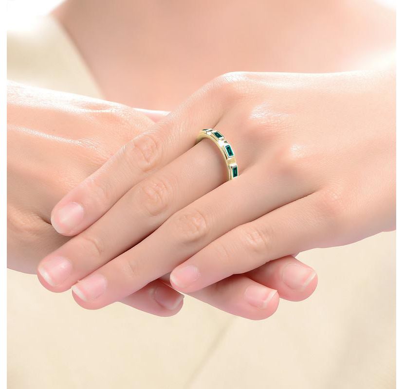 Lab Created 14K Gold Plated with Colored Cubic Zirconia Band Ring