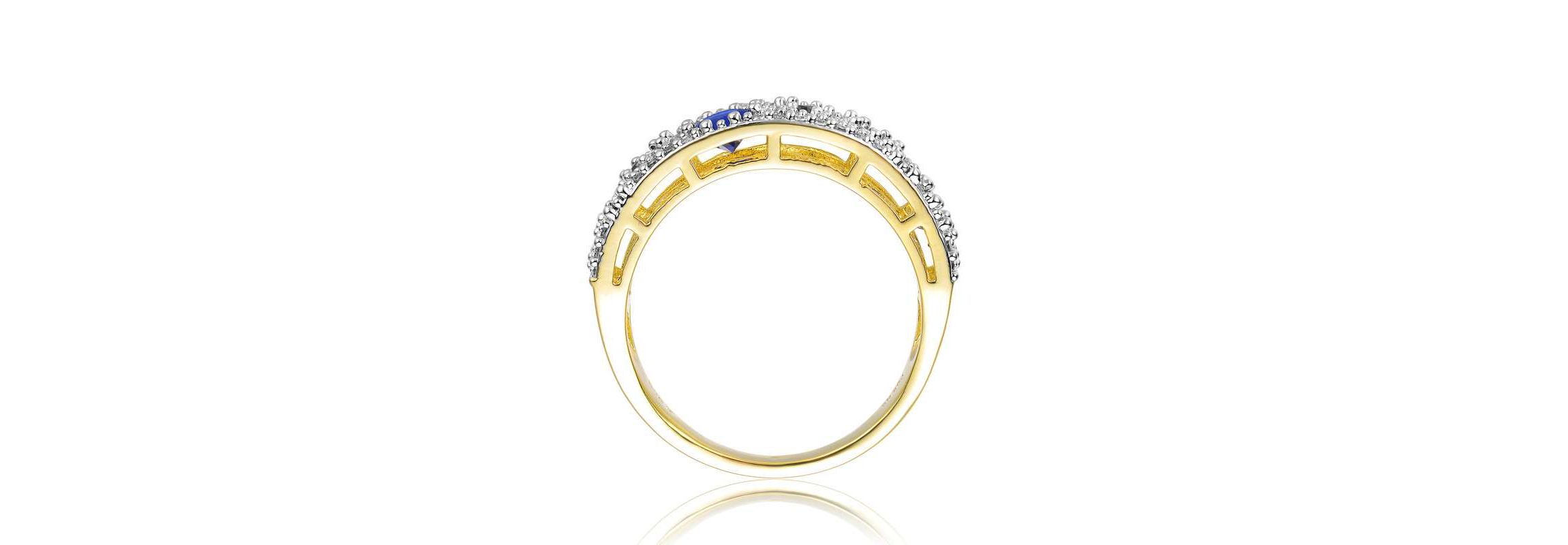 Lab Created Two-Tone with Sapphire Blue Cubic Zirconia Cocktail Ring