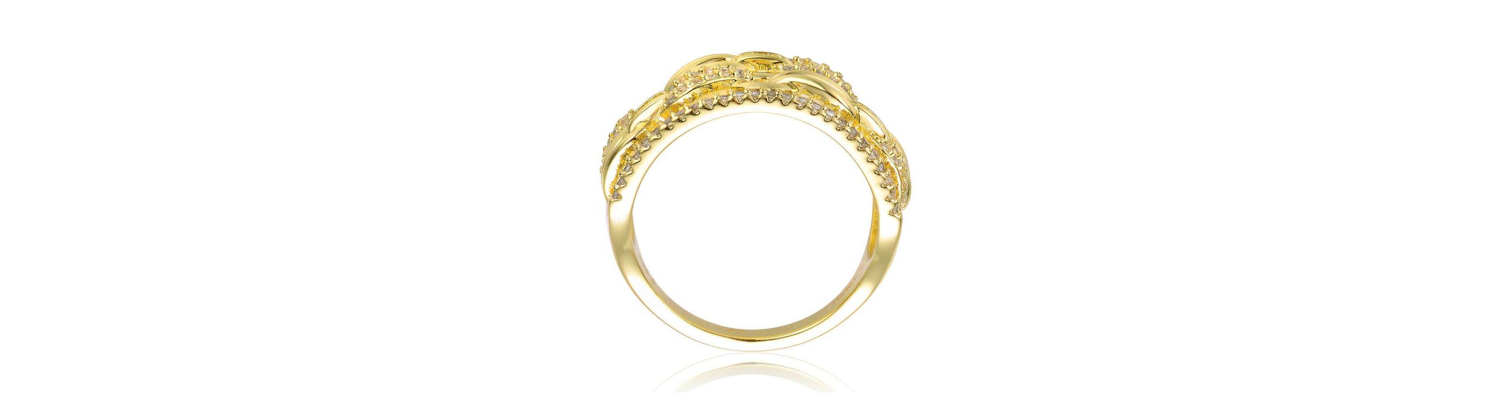 Lab Created 14K Gold Plated with Clear Cubic Zirconia linked Cocktails Ring
