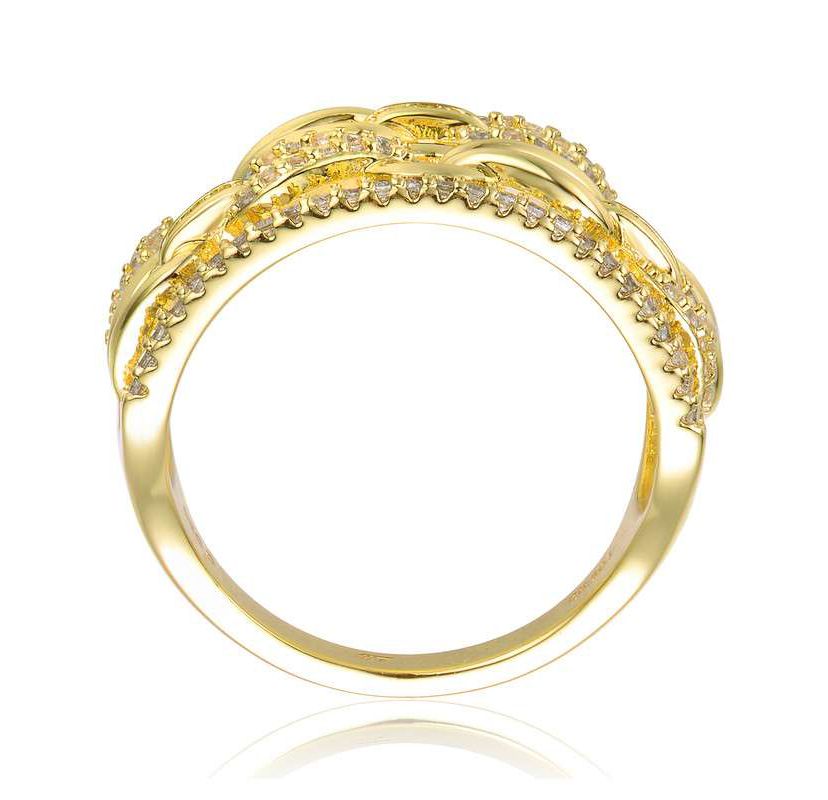 Lab Created 14K Gold Plated with Clear Cubic Zirconia linked Cocktails Ring