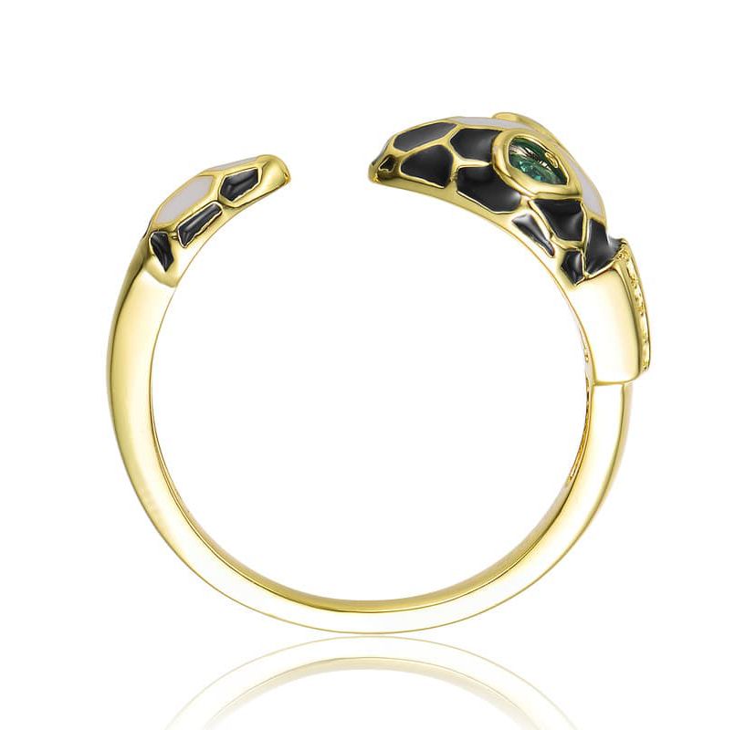 Lab Created 14K Gold Plated with Emerald Green Cubic Zirconia Modern Snake Ring