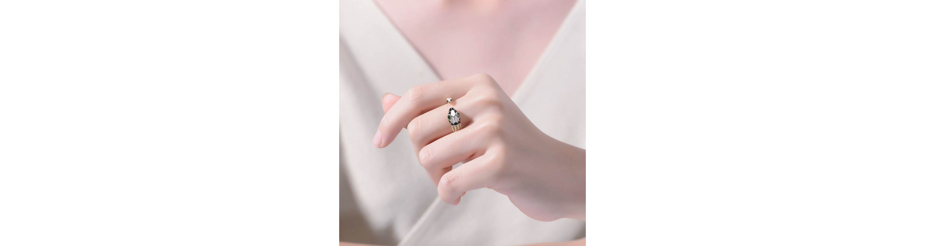 Lab Created 14K Gold Plated with Emerald Green Cubic Zirconia Modern Snake Ring