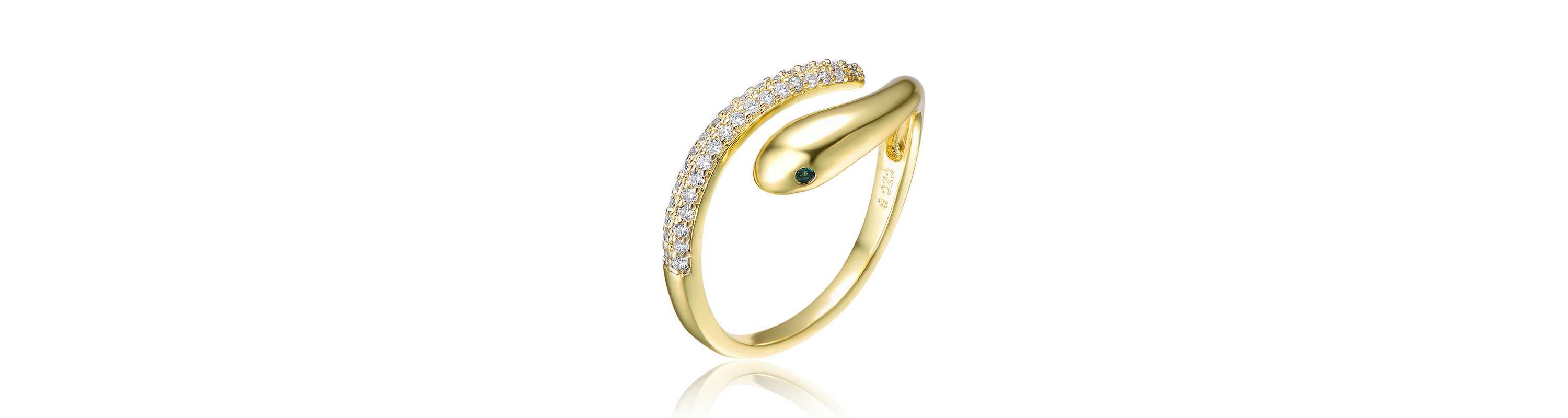 Lab Created 14K Gold Plated with Clear Cubic Zirconia Snake Bypass Ring
