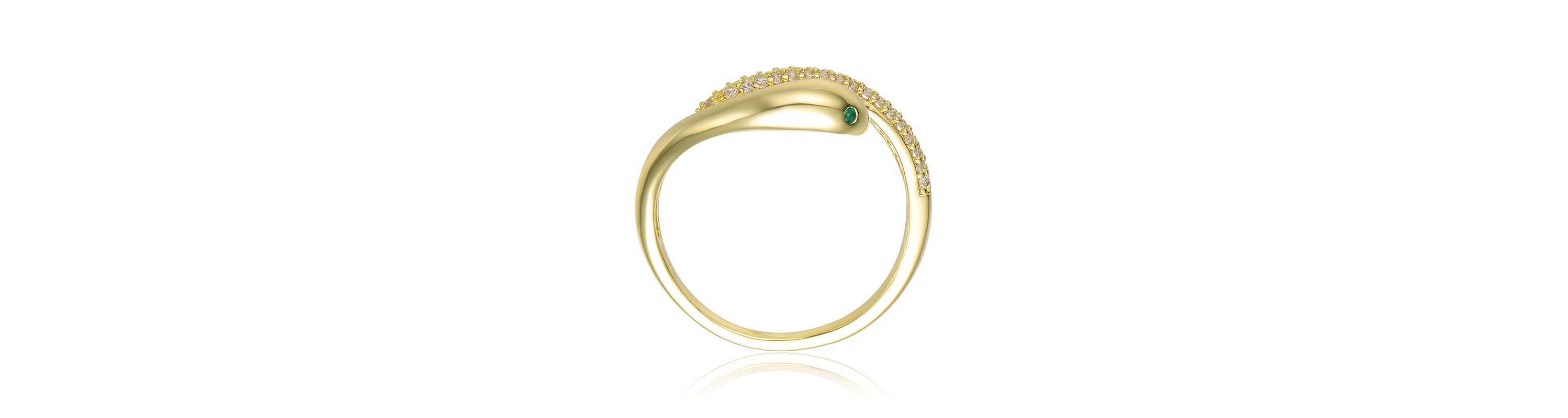 Lab Created 14K Gold Plated with Clear Cubic Zirconia Snake Bypass Ring