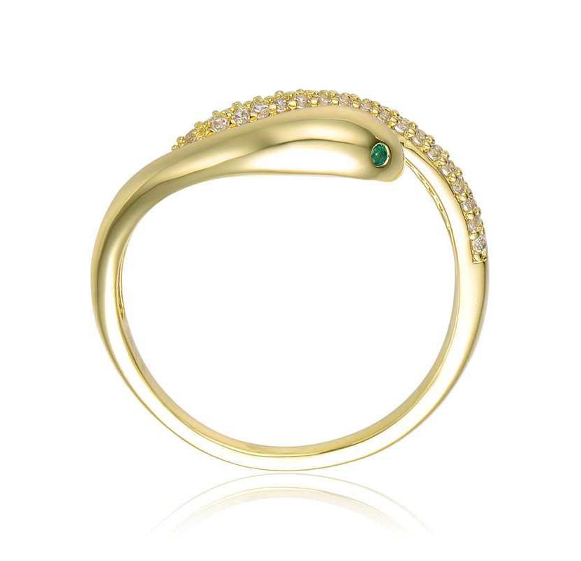 Lab Created 14K Gold Plated with Clear Cubic Zirconia Snake Bypass Ring