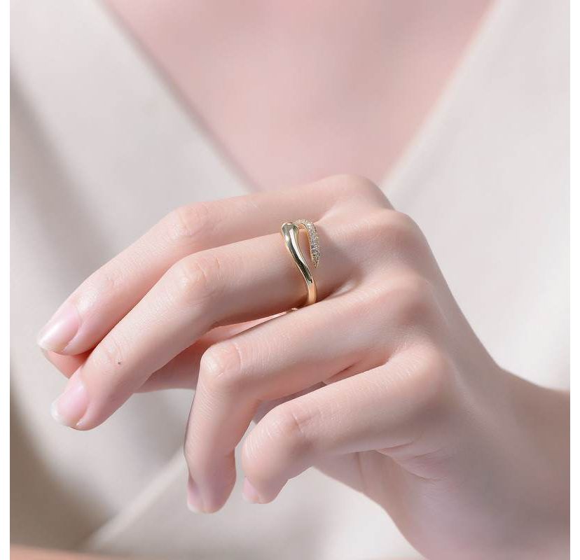 Lab Created 14K Gold Plated with Clear Cubic Zirconia Snake Bypass Ring