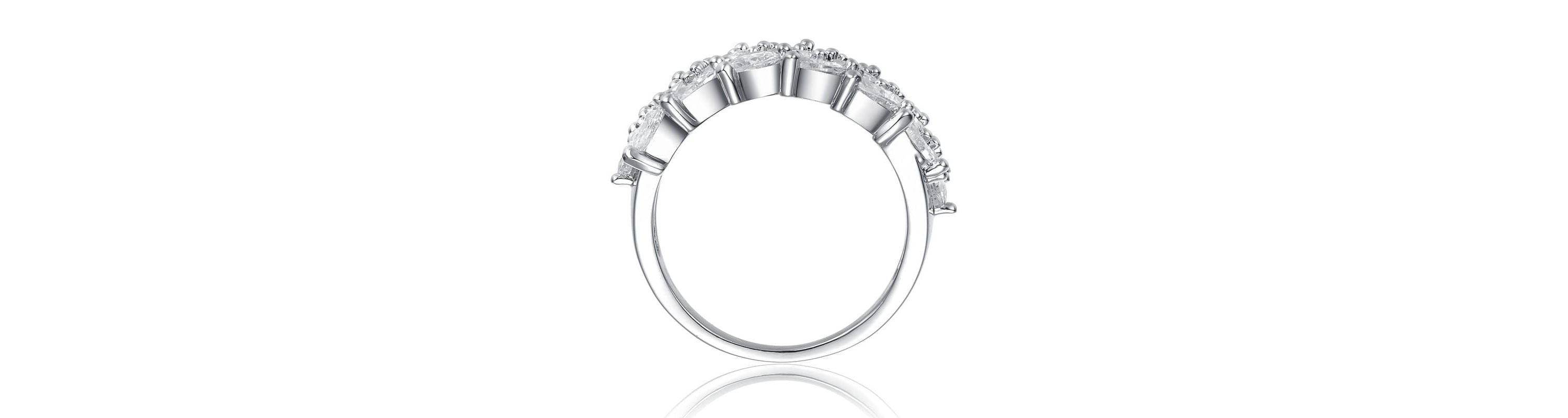 Lab Created White Gold Plated with Clear Cubic Zirconia Marquise Cluster Ring