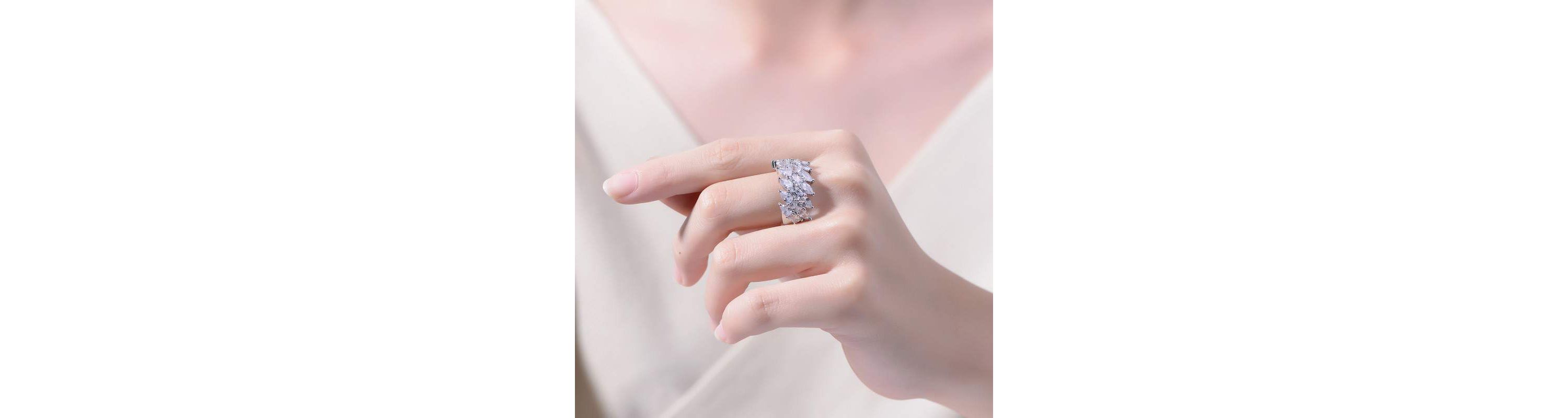 Lab Created White Gold Plated with Clear Cubic Zirconia Marquise Cluster Ring