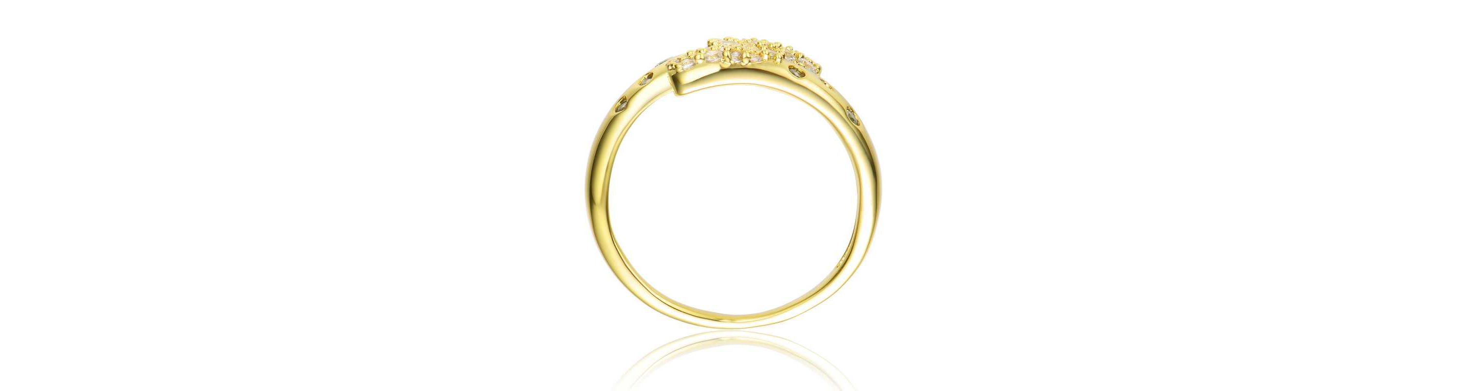 Lab Created 14K Gold Plated with Clear Cubic Zirconia Bypass Ring