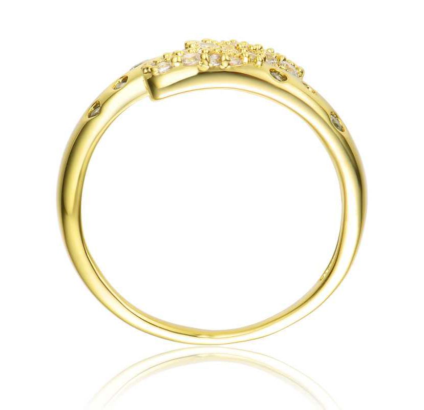 Lab Created 14K Gold Plated with Clear Cubic Zirconia Bypass Ring