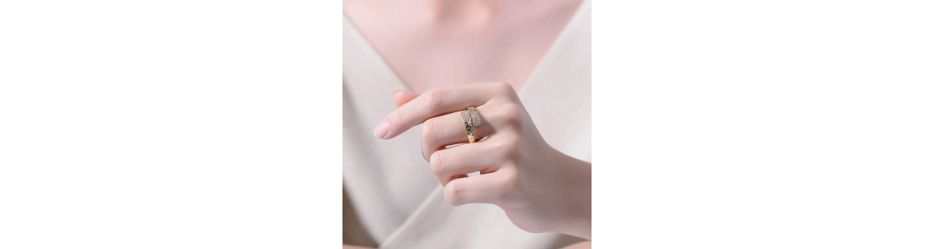 Lab Created 14K Gold Plated with Clear Cubic Zirconia Bypass Ring