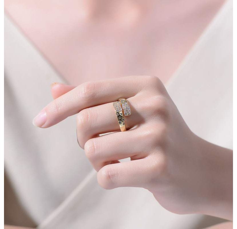 Lab Created 14K Gold Plated with Clear Cubic Zirconia Bypass Ring