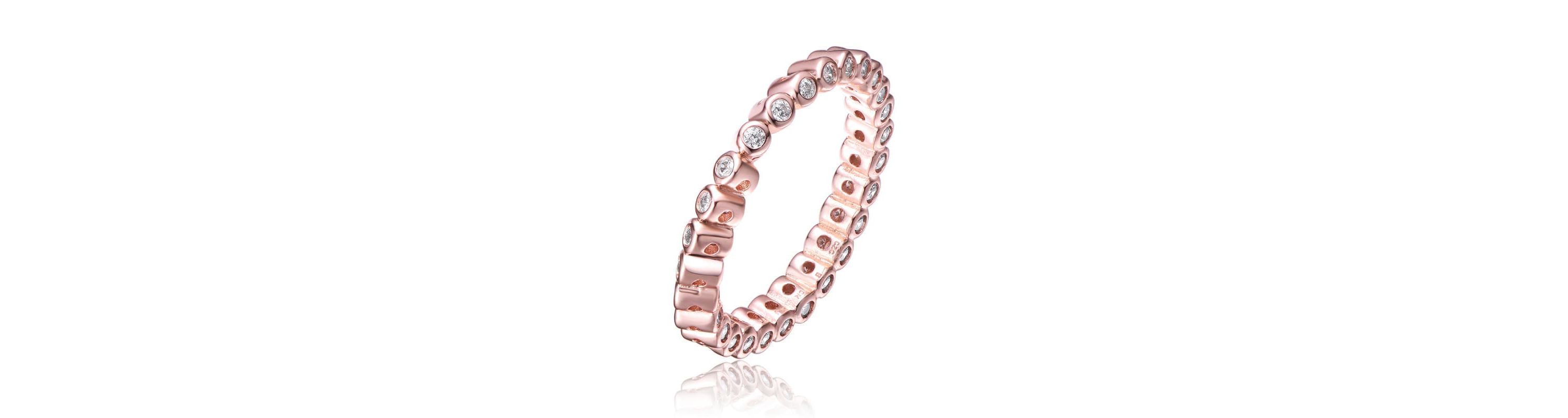 Lab Created 18K Rose Gold Plated with Clear Cubic Zirconia Swirl Band Ring