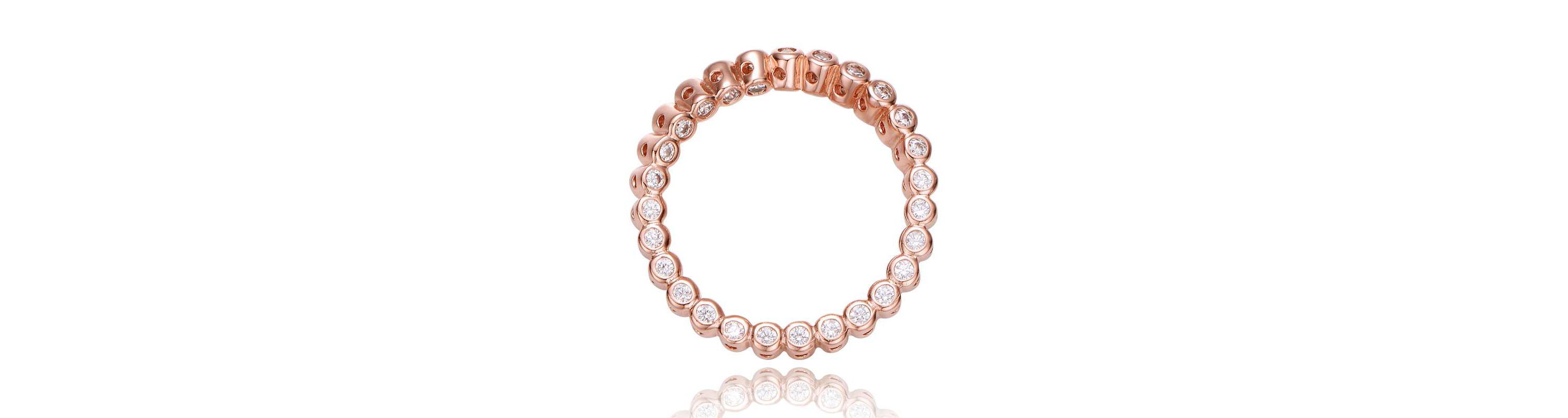 Lab Created 18K Rose Gold Plated with Clear Cubic Zirconia Swirl Band Ring