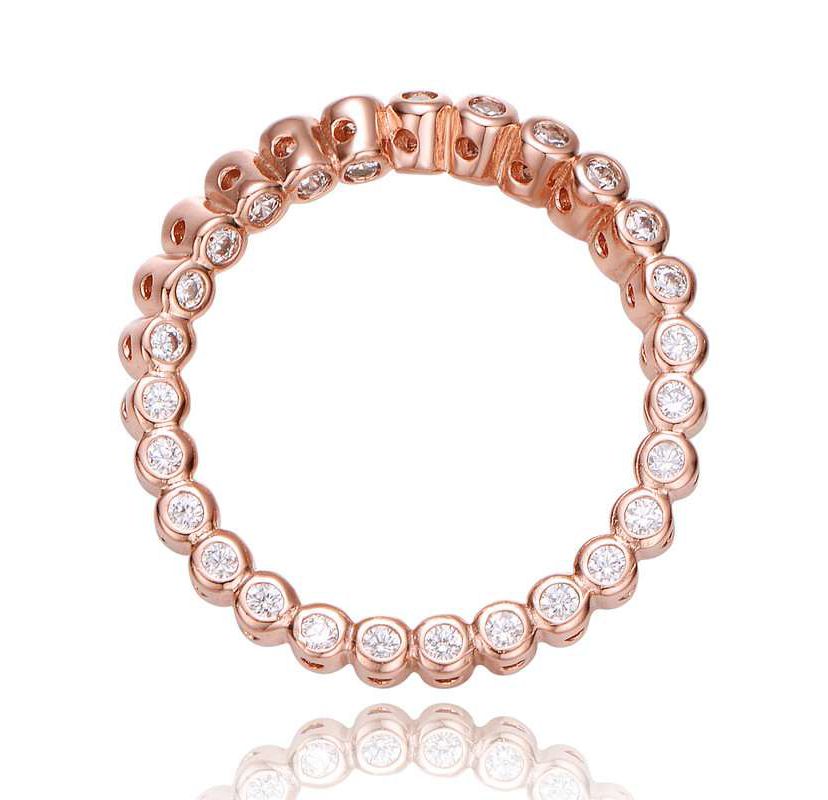 Lab Created 18K Rose Gold Plated with Clear Cubic Zirconia Swirl Band Ring