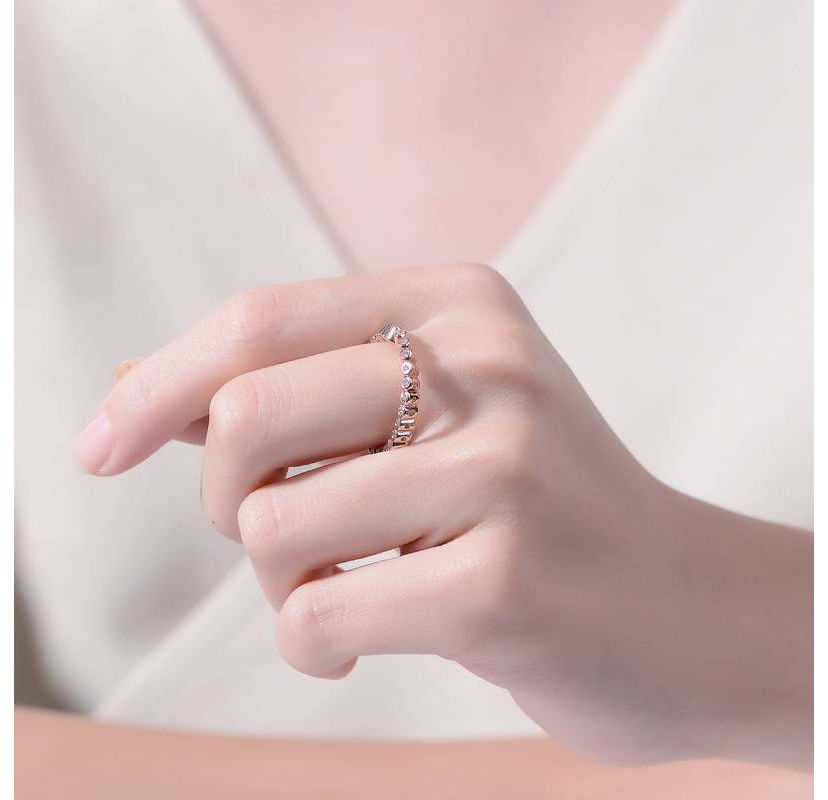 Lab Created 18K Rose Gold Plated with Clear Cubic Zirconia Swirl Band Ring