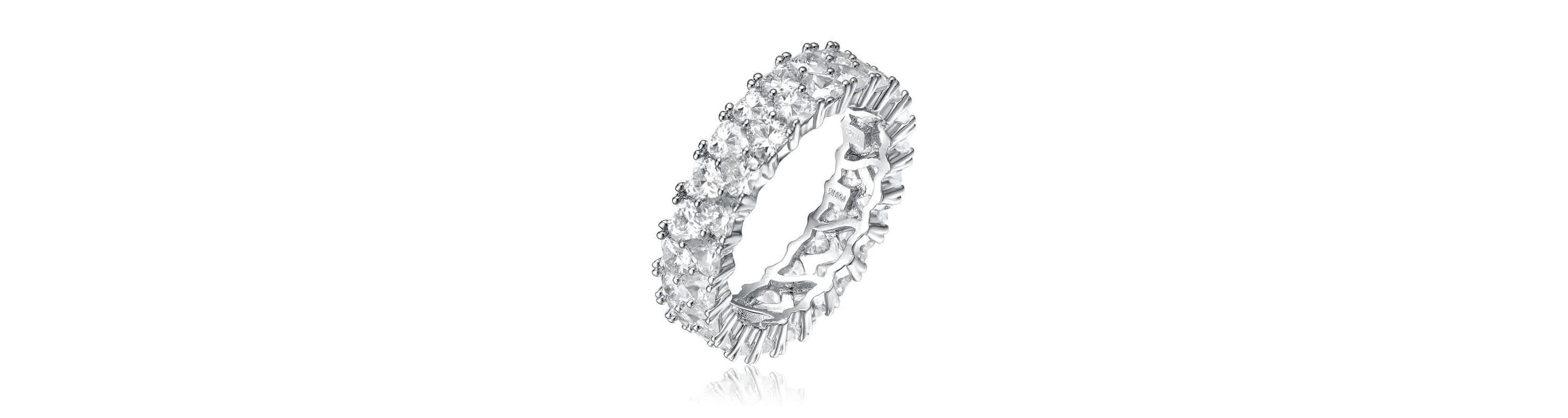 Lab Created White Gold Plated with Clear Cubic Zirconia Wedding Band Ring