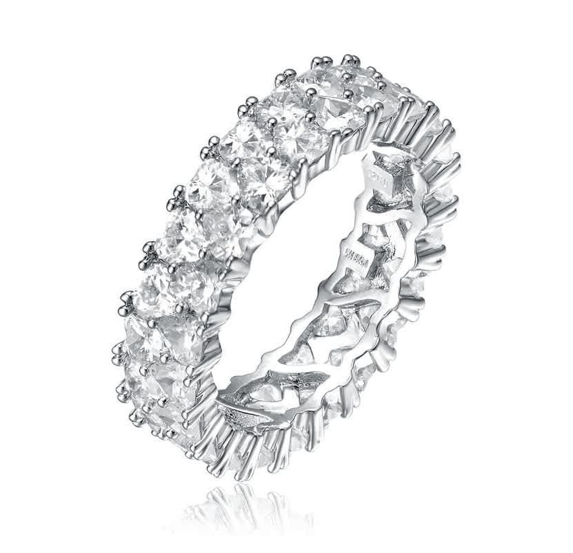 Lab Created White Gold Plated with Clear Cubic Zirconia Wedding Band Ring