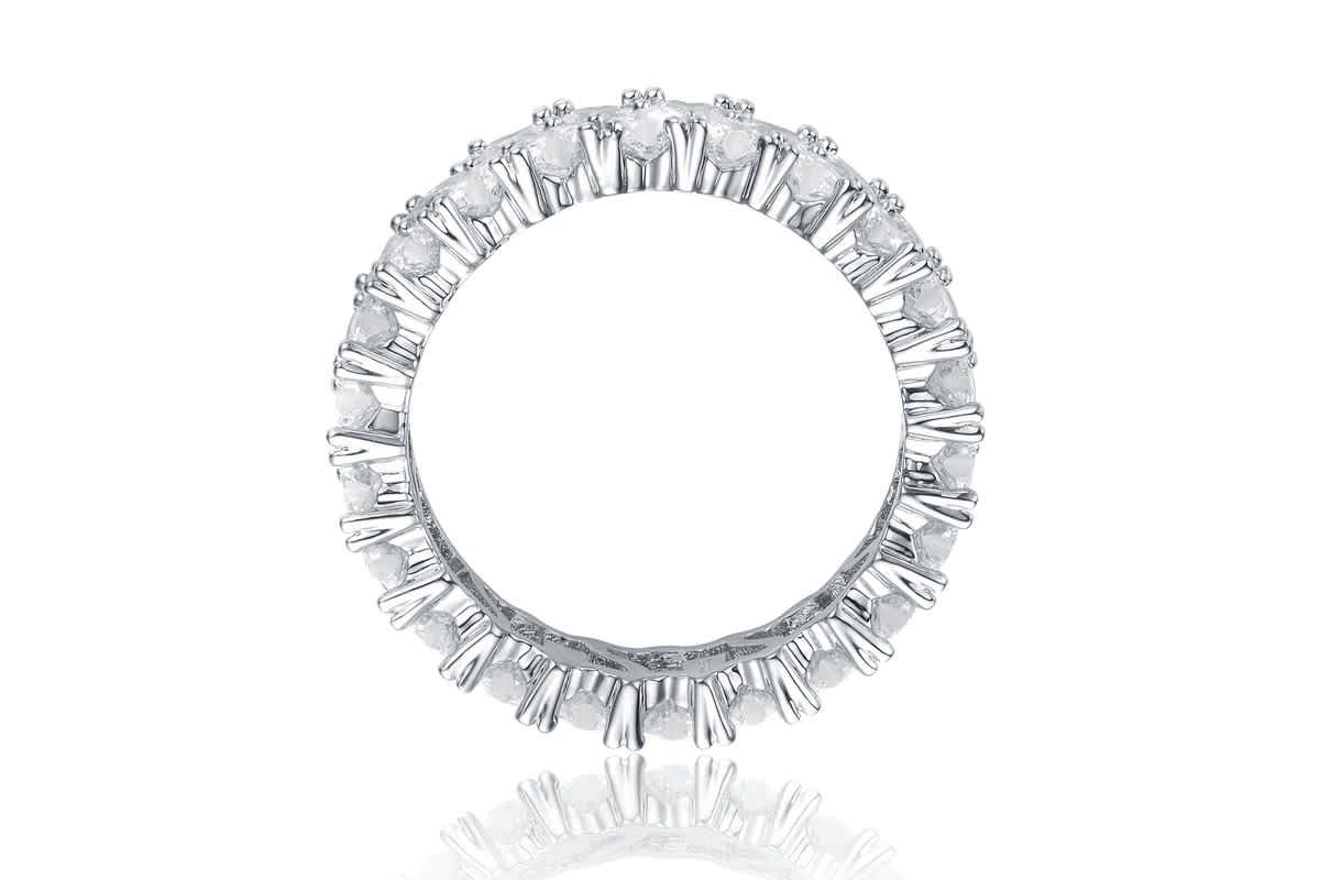 Lab Created White Gold Plated with Clear Cubic Zirconia Wedding Band Ring