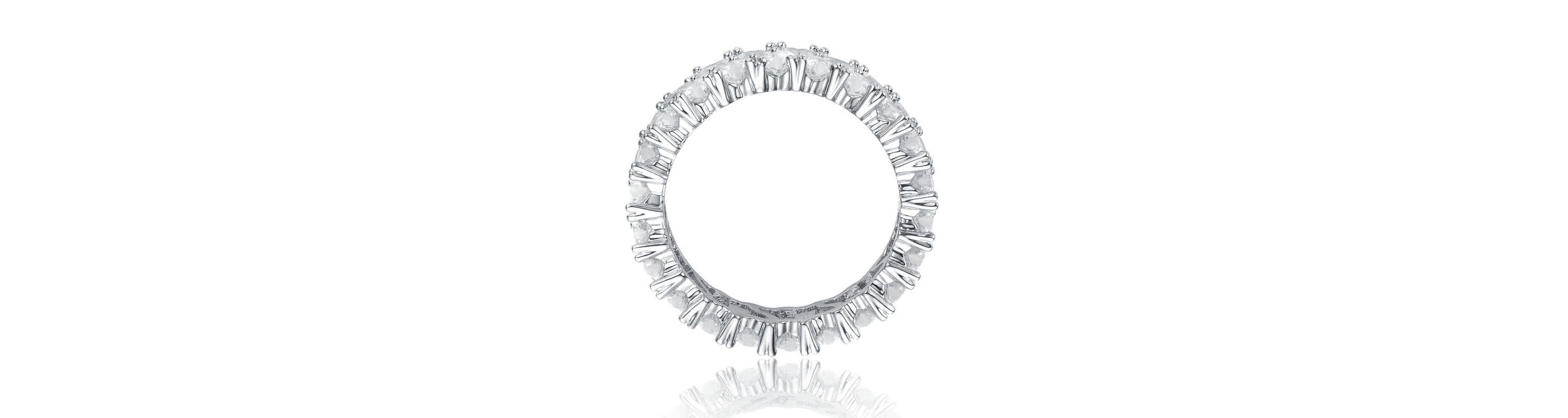 Lab Created White Gold Plated with Clear Cubic Zirconia Wedding Band Ring