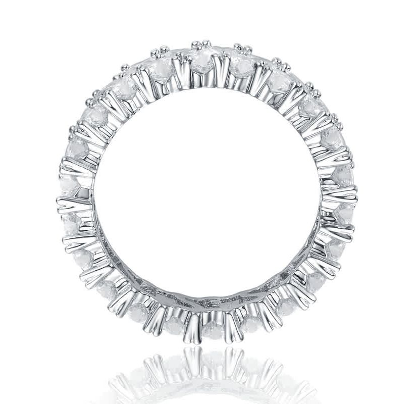 Lab Created White Gold Plated with Clear Cubic Zirconia Wedding Band Ring