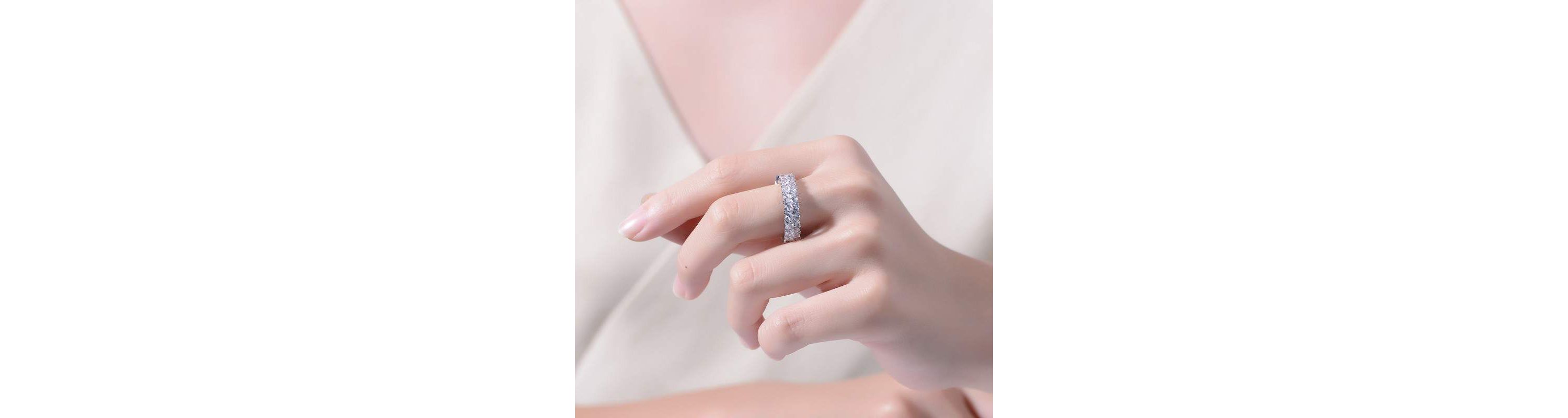 Lab Created White Gold Plated with Clear Cubic Zirconia Wedding Band Ring