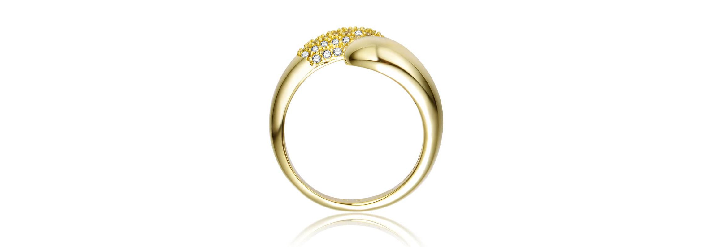 Lab Created 14K Gold Plated with Clear Cubic Zirconia Bypass Ring